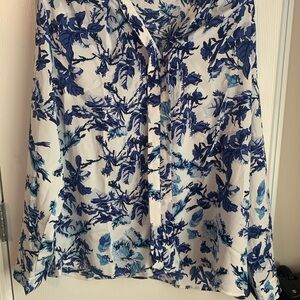 Floral Blue and White Blouse